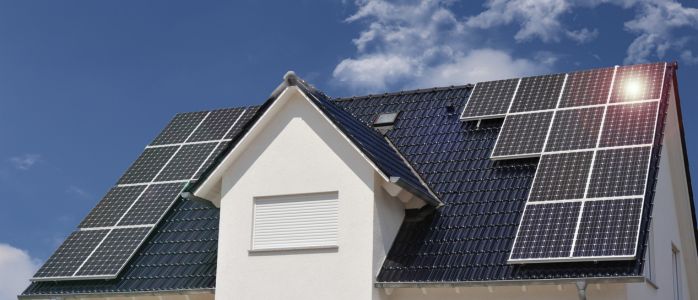 A picture of a roof with integrated solar panels installed