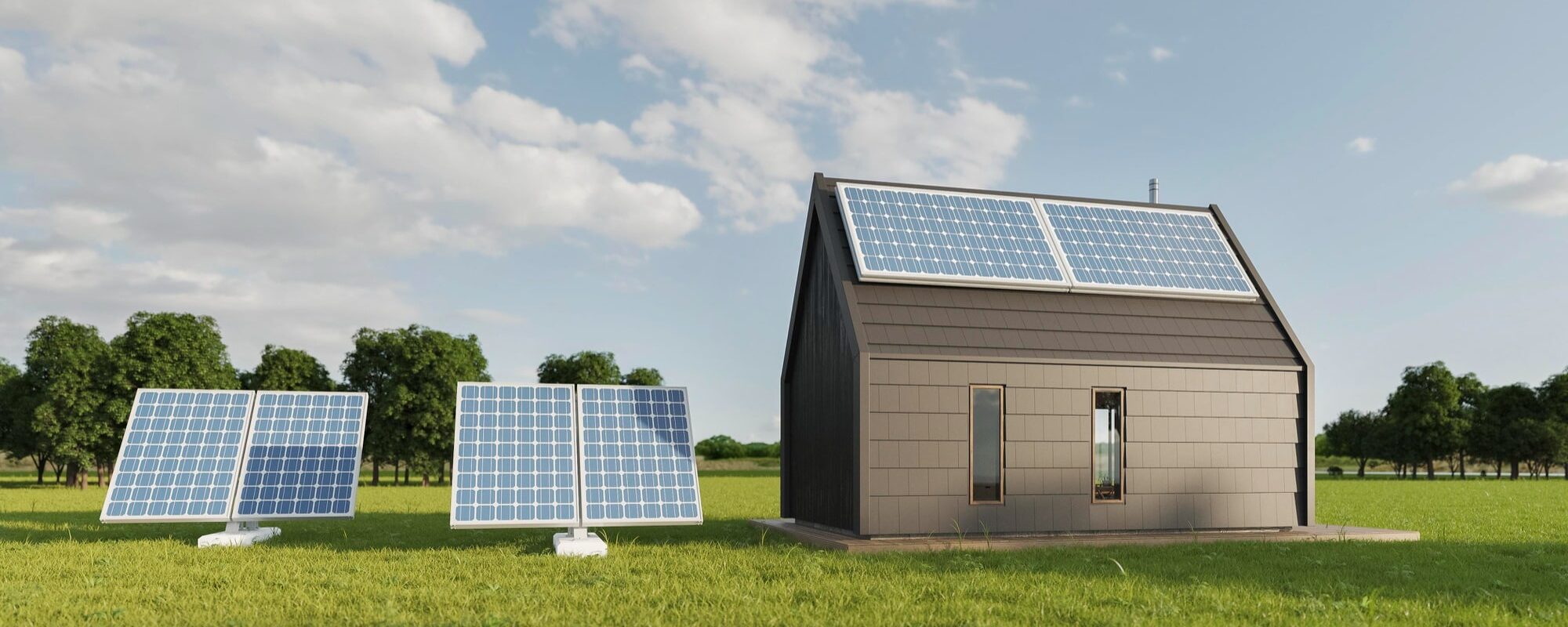 a picture showing a home with solar panel installed